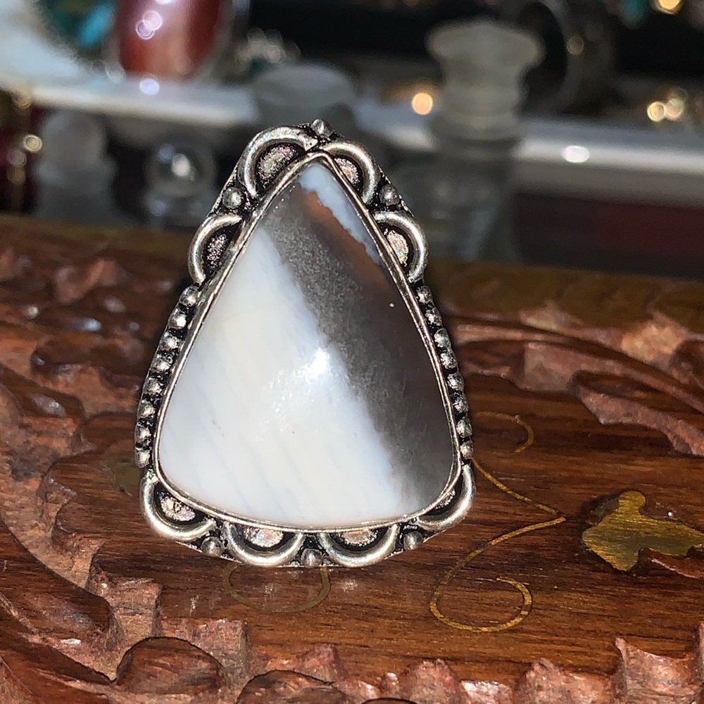 Large Sterling Silver Ring With Unknown Stone - image 1